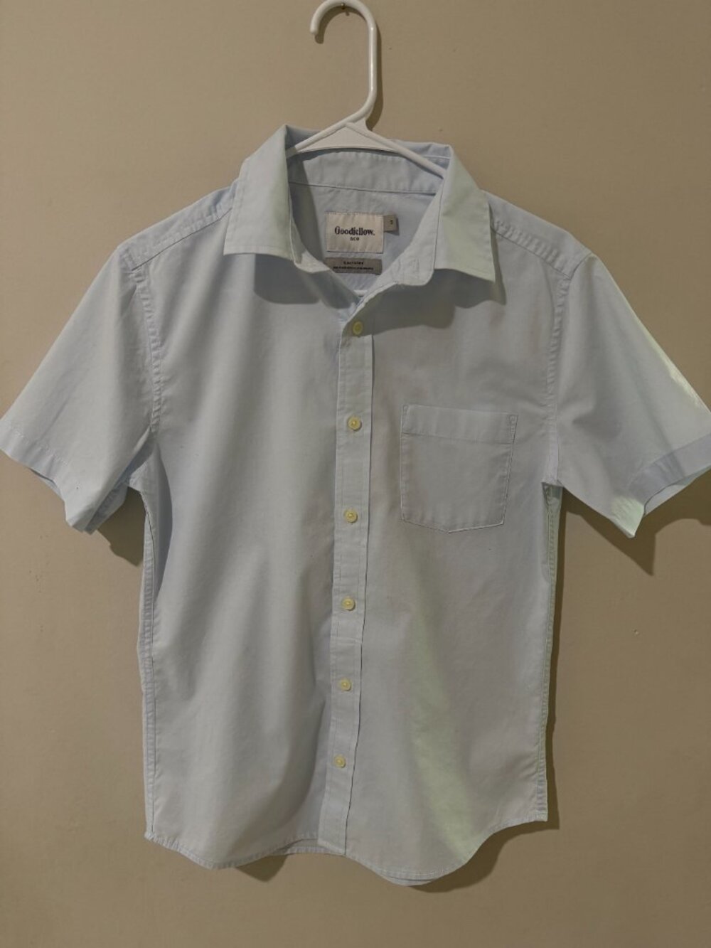 Goodfellow & Co Men's S Slim Fit Light Blue Short Sleeve Button Up Shirt